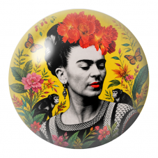 Cabochon en Verre Illustré Frida aux Singes sur Fond Jaune 12 à 25mm pour la Création de Bijoux Fantaisie - DIY