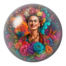 Cabochon en Verre Illustré Frida Souriant avec Ara et Papillon 12 à 25mm pour la Création de Bijoux Fantaisie - DIY