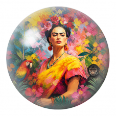 Cabochon en Verre Illustré Frida avec Ara et Jeune Singe en Couleurs 12 à 25mm pour la Création de Bijoux Fantaisie - DIY