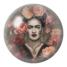 Cabochon en Verre Illustré Frida aux Pivoines et Papillon 12 à 25mm pour la Création de Bijoux Fantaisie - DIY