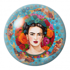 Cabochon en Verre Illustré Frida aux Carpes Koï dans un Écrin Turquoise 12 à 25mm pour la Création de Bijoux Fantaisie - DIY
