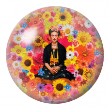 Cabochon en Verre Illustré Frida Assise dans une Explosion de Fleurs 12 à 25mm pour la Création de Bijoux Fantaisie - DIY