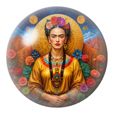 Cabochon en Verre Illustré Frida Solaire dans un Jardin Mexicain 12 à 25mm pour la Création de Bijoux Fantaisie - DIY