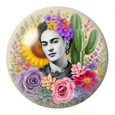 Cabochon en Verre Illustré Frida au Tournesol, Cactus et Succulentes 12 à 25mm pour la Création de Bijoux Fantaisie - DIY
