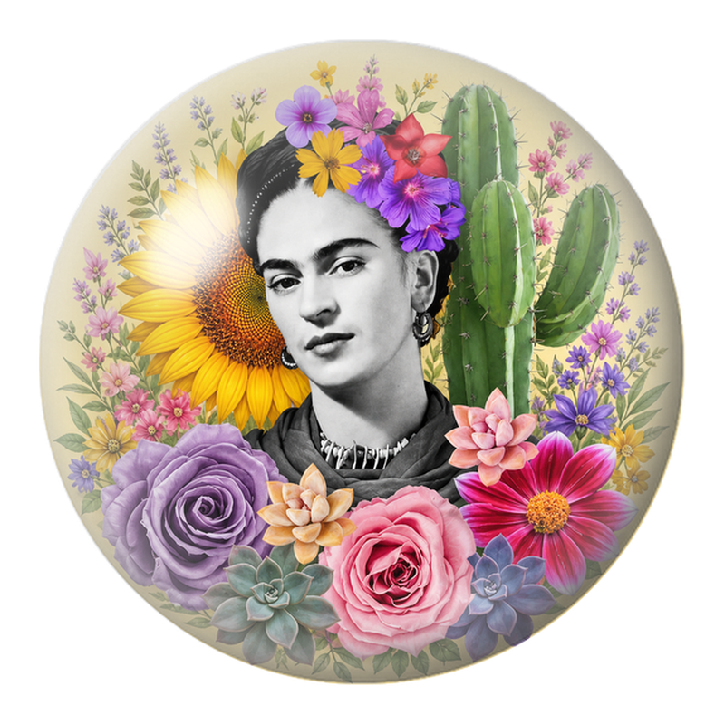 Cabochon en Verre Illustré Frida au Tournesol, Cactus et Succulentes 12 à 25mm