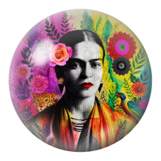 Cabochon en Verre Illustré Frida avec Jaguar et Perroquet en Couleurs 12 à 25mm pour la Création de Bijoux Fantaisie - DIY
