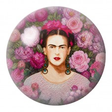 Cabochon en Verre Illustré Frida aux Roses et Colibris en Perles 12 à 25mm pour la Création de Bijoux Fantaisie - DIY