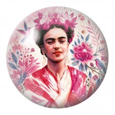 Cabochon en Verre Illustré Frida Aquarelle aux Oiseaux Roses 12 à 25mm pour la Création de Bijoux Fantaisie - DIY