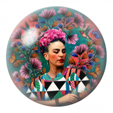 Cabochon en Verre Illustré Frida aux Colibris et Papillons sur Fleurs Graphiques 12 à 25mm pour la Création de Bijoux Fantaisie 