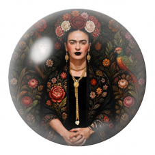 Cabochon en Verre Illustré Frida Sombre avec Singe et Perroquet 12 à 25mm pour la Création de Bijoux Fantaisie - DIY