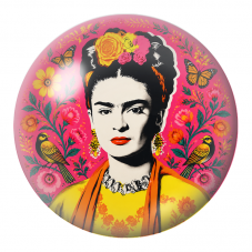 Cabochon en Verre Illustré Frida Pop aux Oiseaux et Papillons sur Fond Rose 12 à 25mm pour la Création de Bijoux Fantaisie - DIY