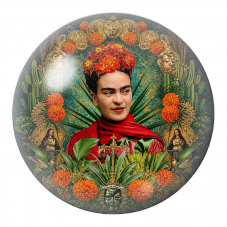 Cabochon en Verre Illustré Frida aux Soucis dans un Autel Mexicain 12 à 25mm pour la Création de Bijoux Fantaisie - DIY