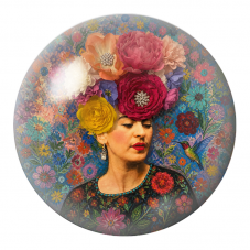 Cabochon en Verre Illustré Frida au Colibri sous une Couronne de Fleurs 12 à 25mm pour la Création de Bijoux Fantaisie - DIY