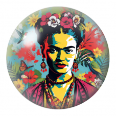 Cabochon en Verre Illustré Frida Pop aux Colibris et Hibiscus 12 à 25mm pour la Création de Bijoux Fantaisie - DIY