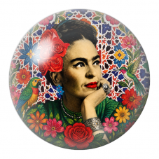 Cabochon en Verre Illustré Frida Songeuse avec Perroquet et Colibri 12 à 25mm pour la Création de Bijoux Fantaisie - DIY