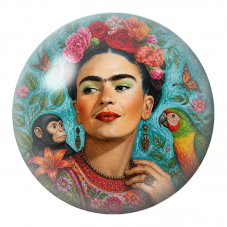 Cabochon en Verre Illustré Frida aux Papillons avec Singe et Ara 12 à 25mm pour la Création de Bijoux Fantaisie - DIY