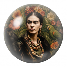 Cabochon en Verre Illustré Frida au Jardin Tropical avec Singe et Perroquet 12 à 25mm pour la Création de Bijoux Fantaisie - DIY