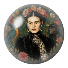 Cabochon en Verre Illustré Frida au Perroquet Bleu et au Singe 12 à 25mm pour la Création de Bijoux Fantaisie - DIY