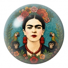Cabochon en Verre Illustré Frida aux Perroquets et aux Singes dans un Jardin Turquoise 12 à 25mm pour la Création de Bijoux Fant