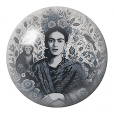 Cabochon en Verre Illustré Frida en Portrait Monochrome avec Singe et Faon 12 à 25mm pour la Création de Bijoux Fantaisie - DIY