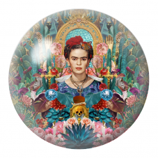 Cabochon en Verre Illustré Frida au Miroir dans un Jardin Mexicain 12 à 25mm pour la Création de Bijoux Fantaisie - DIY
