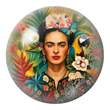Cabochon en Verre Illustré Frida Tropicale avec Colibri, Perroquet et Papillon 12 à 25mm pour la Création de Bijoux Fantaisie - 