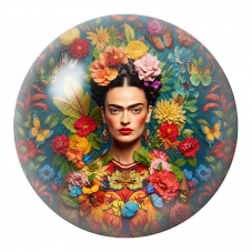Cabochon en Verre Illustré Frida au Jardin de Papillons Multicolores 12 à 25mm pour la Création de Bijoux Fantaisie - DIY