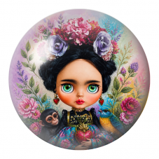 Cabochon en Verre Illustré Frida Kawaii au Singe et à l’Oiseau 12 à 25mm pour la Création de Bijoux Fantaisie - DIY