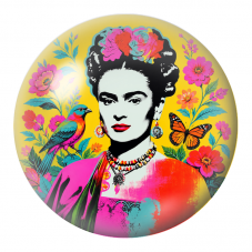 Cabochon en Verre Illustré Frida Pop au Perroquet et au Papillon 12 à 25mm pour la Création de Bijoux Fantaisie - DIY