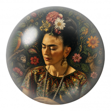 Cabochon en Verre Illustré Frida au Perroquet, au Singe et au Faon 12 à 25mm pour la Création de Bijoux Fantaisie - DIY