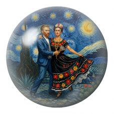 Cabochon en Verre Illustré Frida et Diego sous les Étoiles 12 à 25mm pour la Création de Bijoux Fantaisie - DIY