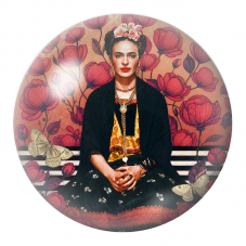 Cabochon en Verre Illustré Frida Assise parmi les Coquelicots Rouges 12 à 25mm pour la Création de Bijoux Fantaisie - DIY