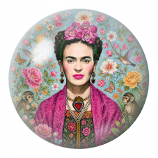 Cabochon en Verre Illustré Frida aux Colibris et aux Singes dans un Jardin Fleuri 12 à 25mm pour la Création de Bijoux Fantaisie