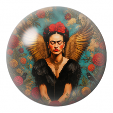 Cabochon en Verre Illustré Frida Ange aux Ailes Dorées 12 à 25mm pour la Création de Bijoux Fantaisie - DIY