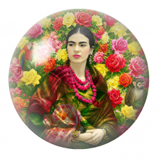 Cabochon en Verre Illustré Frida au Perroquet et au Singe dans un Jardin de Roses 12 à 25mm pour la Création de Bijoux Fantaisie