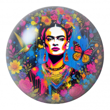 Cabochon en Verre Illustré Frida Pop au Colibri et au Papillon 12 à 25mm pour la Création de Bijoux Fantaisie - DIY
