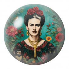 Cabochon en Verre Illustré Frida aux Roses avec Singe et Chat Noir 12 à 25mm pour la Création de Bijoux Fantaisie - DIY