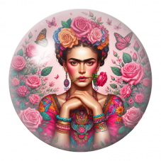Cabochon en Verre Illustré Frida à la Rose entre les Mains 12 à 25mm pour la Création de Bijoux Fantaisie - DIY