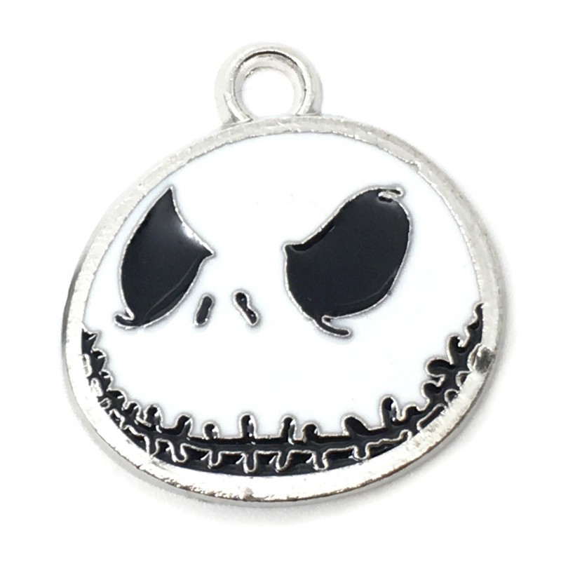 2 Breloques en Émail Jack Crâne Tête de Mort Gothique 25x25mm