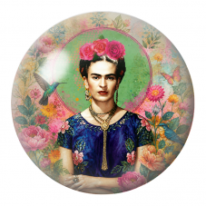Cabochon en Verre Illustré Frida au Jardin Fleuri avec Colibris et Papillon 12 à 25mm pour la Création de Bijoux Fantaisie - DIY
