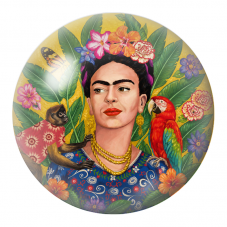 Cabochon en Verre Illustré Frida au Singe et au Perroquet dans un Jardin Tropical 12 à 25mm pour la Création de Bijoux Fantaisie