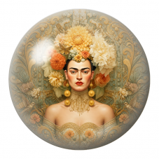 Cabochon en Verre Illustré Frida Dorée aux Colibris parmi les Fleurs 12 à 25mm pour la Création de Bijoux Fantaisie - DIY