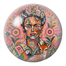 Cabochon en Verre Illustré Frida Colorée au Perroquet et au Faon 12 à 25mm pour la Création de Bijoux Fantaisie - DIY