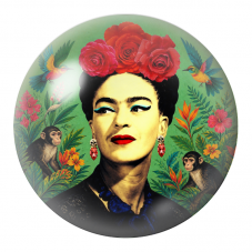 Cabochon en Verre Illustré Frida aux Colibris et aux Singes dans un Jardin Vert 12 à 25mm pour la Création de Bijoux Fantaisie -