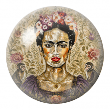 Cabochon en Verre Illustré Frida au Singe dans un Jardin Doré 12 à 25mm pour la Création de Bijoux Fantaisie - DIY