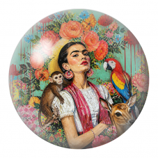 Cabochon en Verre Illustré Frida au Perroquet, au Singe et au Faon 12 à 25mm pour la Création de Bijoux Fantaisie - DIY