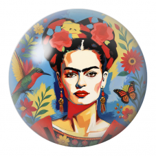 Cabochon en Verre Illustré Frida Pop au Colibri et au Papillon 12 à 25mm pour la Création de Bijoux Fantaisie - DIY