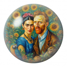 Cabochon en Verre Illustré Frida et Diego parmi les Tournesols 12 à 25mm pour la Création de Bijoux Fantaisie - DIY