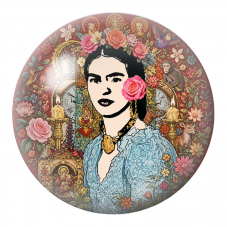 Cabochon en Verre Illustré Frida au Perroquet, au Singe et au Faon dans un Jardin Sacré 12 à 25mm pour la Création de Bijoux Fan
