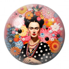 Cabochon en Verre Illustré Frida Pop aux Fleurs et au Colibri 12 à 25mm pour la Création de Bijoux Fantaisie - DIY